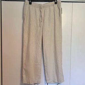 Mid-Rise Linen Blend Pants